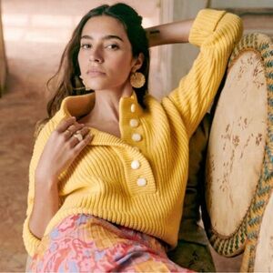 Sézane Lucas Jumper Sweater in Yellow Made in Italy
